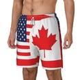 thumbnail image 5 of Mens Canada Us Friendship Flag Combination Swimming Trunks with Compression Liner Beach Quick Dry Swim Shorts, 5 of 6