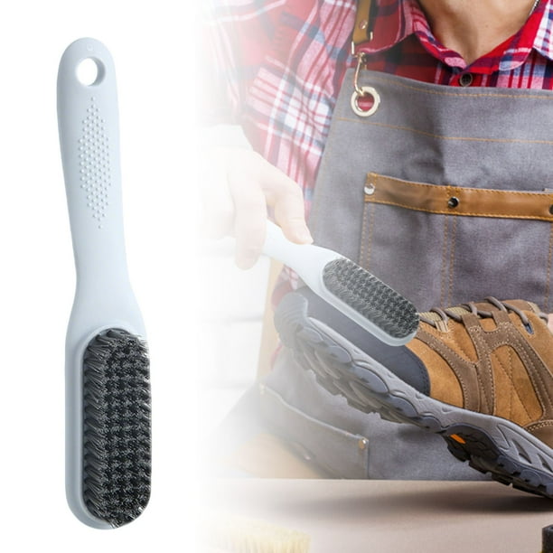 Cepillo de cerdas suaves para lavar zapatos - Diseño ergonómico de mango largo - para limpiar telas delicadas de lona de ante