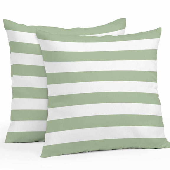 Throw Pillow Covers 24x24 Inch Set of 2, Sage Green Striped Waterproof Outdoor Pillow Covers, Farmhouse Sage Green Stripes Decorative Cushion Pillowcases for Couch, Sofa, Bed, Garden, Patio