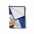 thumbnail image 2 of Moon Soft Flannel Fleece Blanket, Old Ship with Tempest Riding the Waves Full Moon and Stars Marine Cartoon Style, Cozy Plush for Indoor and Outdoor Use, 70" x 90", Blue Brown White, by Ambesonne, 2 of 6