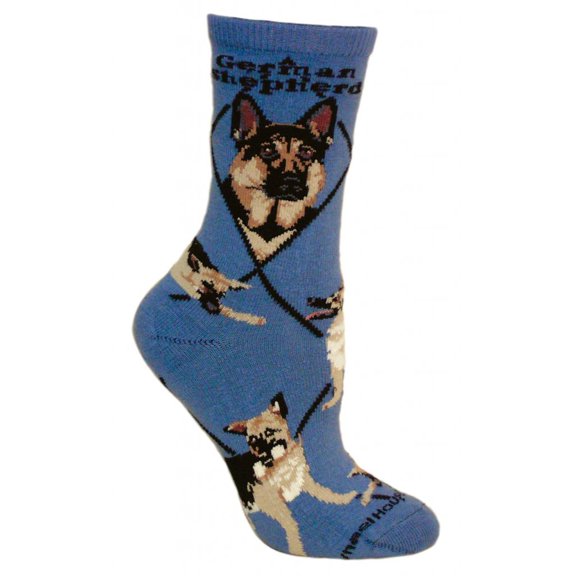 German Shepherd Dog Blue Cotton Ladies Socks