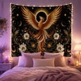 thumbnail image 2 of Phoenix Rising Before a Golden Eclipse, Mystical Fantasy for Art Lovers, Cosmic Botanical Decor, Housewarming Gift, Tapestry Wall Hanging for Bedroom and Living Room, 2 of 6