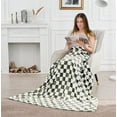 thumbnail image 2 of Checkered Blanket Flannel Throw Blankets Soft Cozy Checkered Grid Print Chessboard Gingham Pattern Blankets for Bed Sofa Couch for All Seasons（Dark Olive, 50"×60"）, 2 of 6