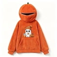 thumbnail image 4 of AHMOMEI Halloween 3D Pumpkin Hoodies Full Zip Front Hood Fuzzy Unisex Ghost Sweatshirt with 3D Hood & Kangaroo Pocket Spooky Orange Hoodie for Halloween Party Daily Wear XXL, 4 of 7