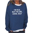 thumbnail image 2 of Floleo Clearance Womens Tops Long Sleeve Shirts Fall Clearance Women Oversize Funny Text Letter Print Round-Neck Long Sleeve Loosen Single Sweatshirt Tops Pullover Blouse Navy, 2 of 5