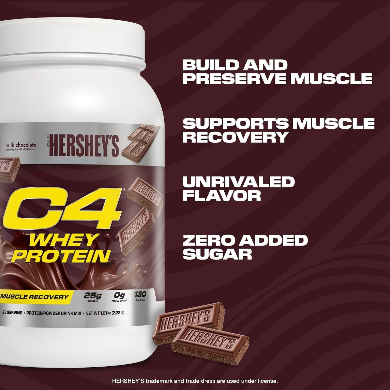 C4 Pro Whey Protein Powder, Hershey's Milk Chocolate Flavor, 25g of Protein, 18 Servings