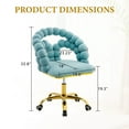 thumbnail image 3 of LUFTUT Modern Velvet Swivel Vanity Chair with Wheels, Adjustable Height Teal Office Desk Chair, Unique Bubble Back Computer Task Chair with Golden Base for Bedroom Study, 3 of 7