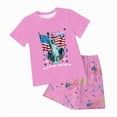 thumbnail image 4 of HCNTES Toddler Baby Boy Girl Outfit USA Flag Embroidery Knit Short Sleeve T Shirt Tops And Shorts Set Kids 1T 2T 3T 4T 5T 6T 7T 8T 9T Independence Day Clothes(D01-Pink,3-4 Years), 4 of 7