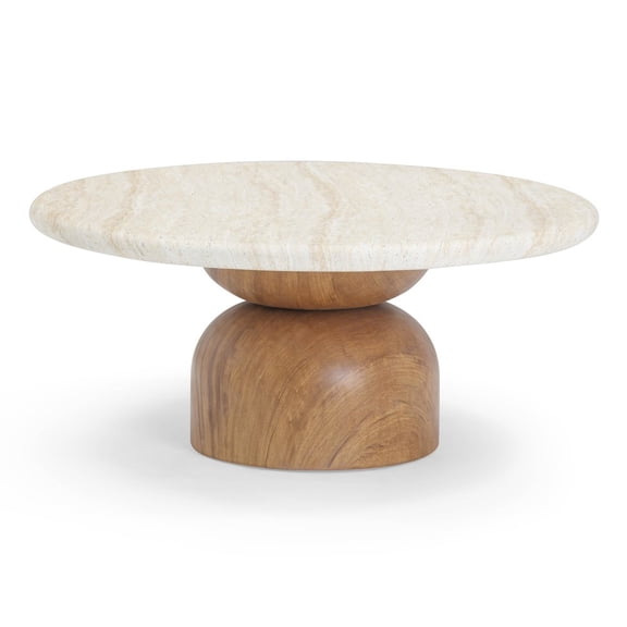 TOV Furniture Cynthia Travertine Concrete Indoor / Outdoor Coffee Table