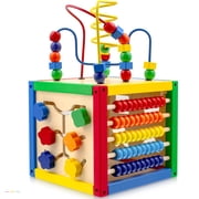 Activity Cube With Bead Maze - 5 in 1 Baby Activity Cube Includes Shape Sorter, Abacus Counting Beads, Counting Numbers, Sliding Shapes, Removable Bead Maze - My First Baby Toys Play22USA