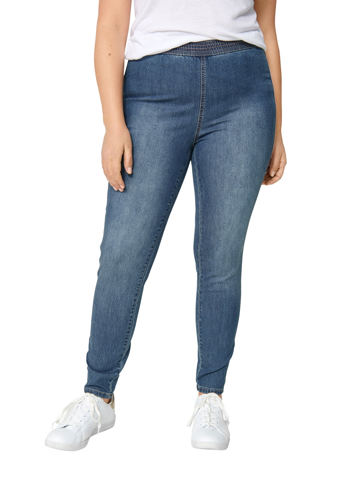 women's plus size elastic waist jeans