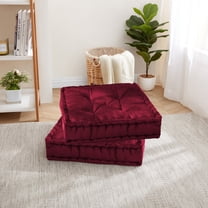 Sweet Home Collection Polyester Tufted Square 20" x 20" Meditation Yoga Floor Pillow Set of 2 - Burgundy
