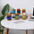 thumbnail image 4 of Ensemble de 6 Jardinières Succulentes avec des Dessous de Verre en Bambou Rond en Céramique, 4 of 5