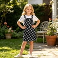 thumbnail image 2 of XAOFW Kids Girls Summer Dresses Sleeveless Polka Dot Printed Overalls Dress With Pocket Casual Suspender Dresses For Daily Wear Comfortable 8-9 Years, 2 of 7