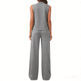thumbnail image 4 of Women's Summer Matching Lounge Set Sleeveless High Neck Tank Top Flowy Wide Leg Pants for Daily Vacation Gray XL, 4 of 4