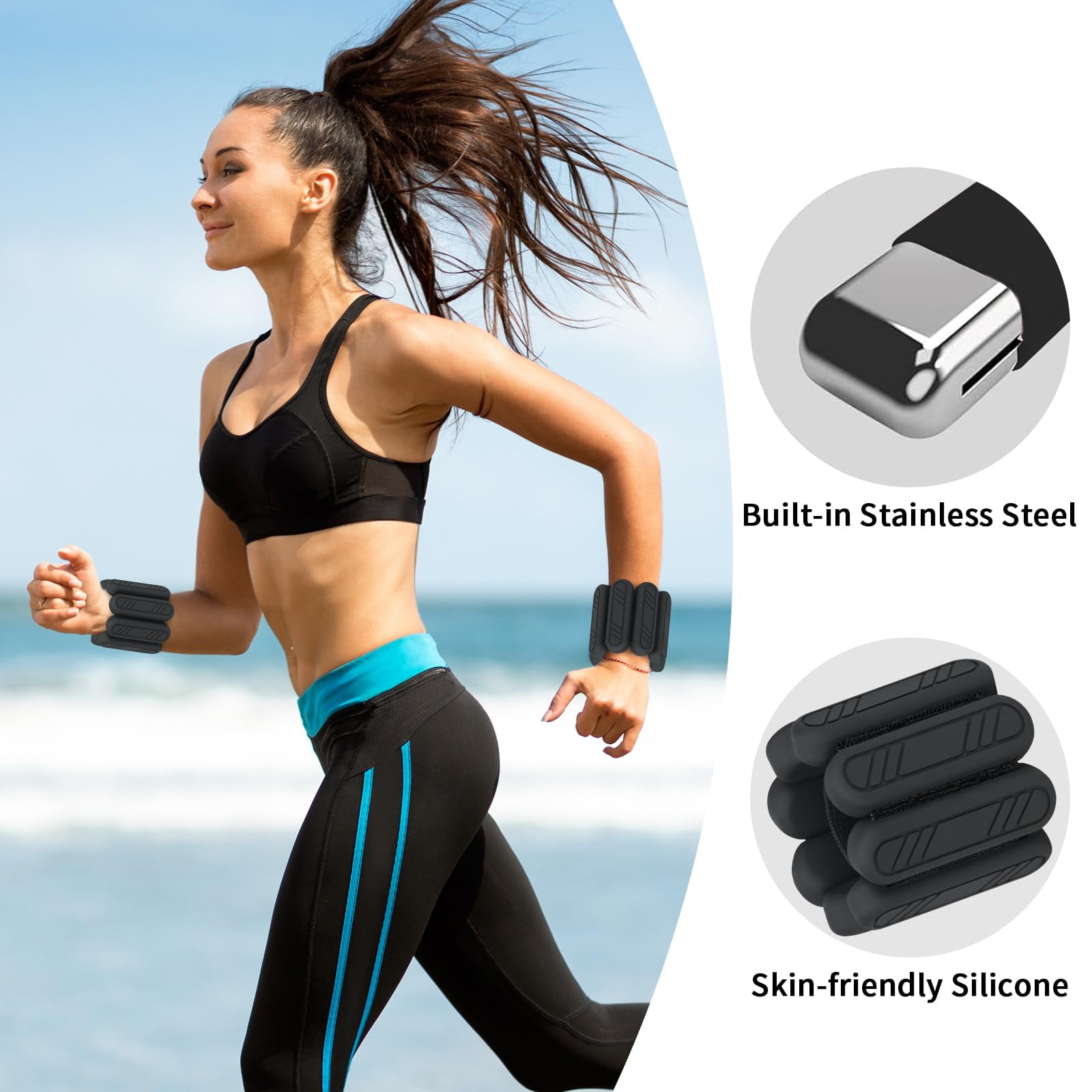 LTECARP Adjustable Ankle & Wrist Weights for Women & Men, 1/2/4 lbs Silicone Design with Comfort Fit - Arm/Leg Workout Weights for Gym, Pilates, Yoga, Walking, Barre, Dance