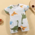thumbnail image 2 of HCNTES Toddler Children Unisex Short Sleeve Jumpsuit One-Piece Bodysuit Baby Kids Light Pajamas Sleepwear Loungewear for Spring Summer(L01-AG,12-18 Months), 2 of 4