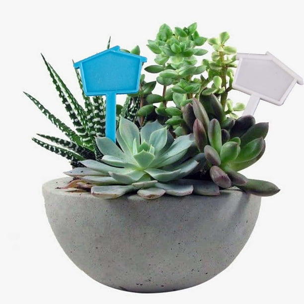 Windfall Plastic Plant Labels Reusable T-Shape Tags with Waterproof Markers Garden Plants Labels 20Pcs Small House Shape Plastic Plant Tags Flower ...