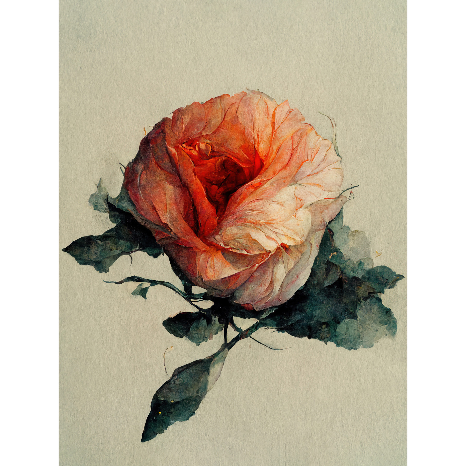 Watercolour Pink Rose Flower Romantic Unframed Wall Art Print Poster ...