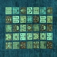 thumbnail image 1 of Ahgly Company Machine Washable Indoor Square Abstract Turquoise Blue Modern Area Rugs, 5' Square, 1 of 4