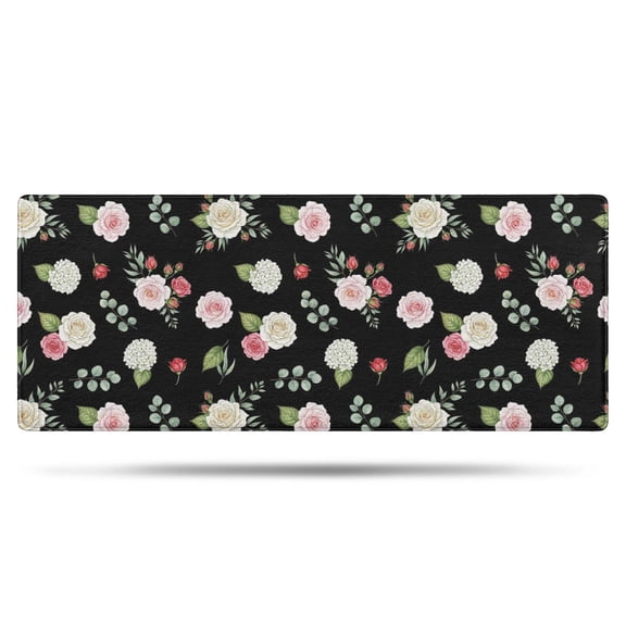 Pioneer Flower Floral Print Pattern Bathroom Rugs Mat, Non Slip Microfiber Bathroom Rug with Rubber Backing, Soft Mats for Bathroom Floor Tub Shower, 24"x60"