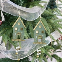 Vrorvz Christmas Wooden House Hanging Ornament Christmas Decorations Christmas Tree Holiday Decor Versatile Display Options Festive Home Decor 5.1x2.8in Green