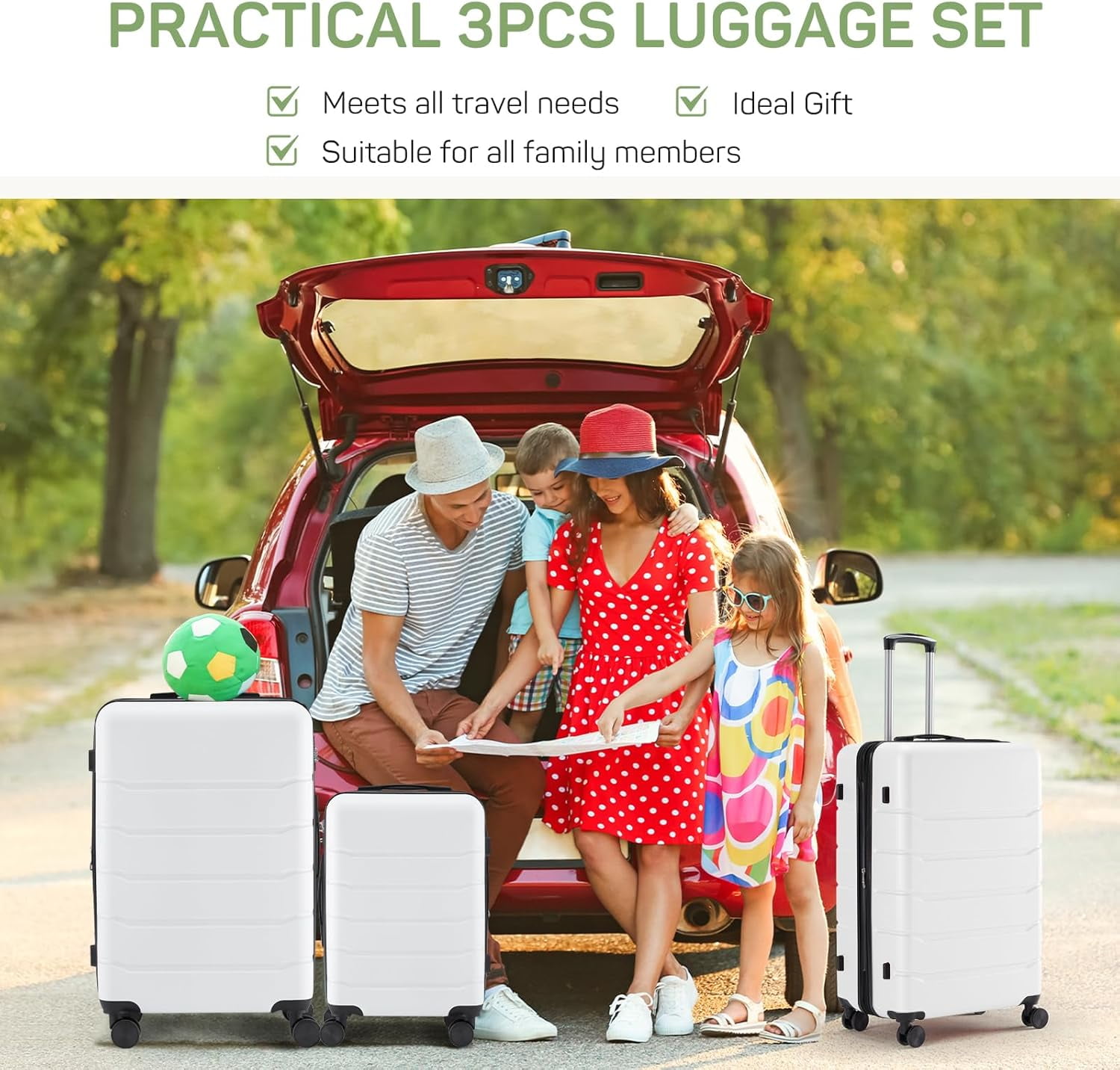 Bigleap 20 Inch Carry-On Luggage, Hard Shell Rolling Suitcase with TSA Lock, Lightweight Luggage with Spinner Wheels, White