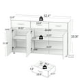 thumbnail image 4 of Storage Cabinet with Drawers and Shelves, Solid Wood Sideboard Table with 3 Doors and 4 Steel Tube Legs for Dining Room Living Room, Easy Assembly, Space Saving, Gray, 4 of 7