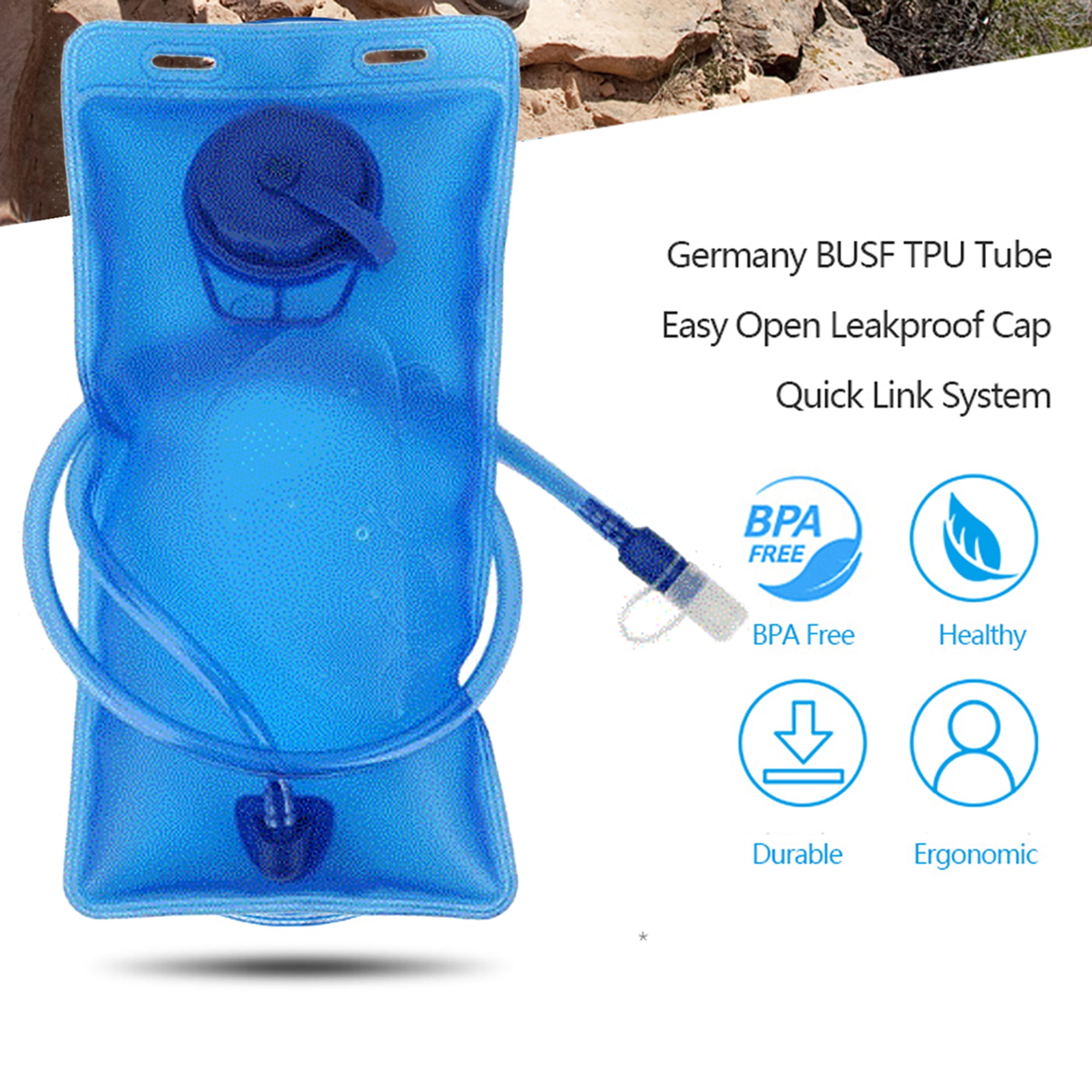 Water Bladder Hydration Bladder 2L Upgraded Folding Water Bag with Drinking Tube EVA Free Water Reservoir for Hiking Running Hydration Backpack