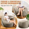 thumbnail image 2 of Baxluxe 4FT Bean Bag Chair: Bean Bag with Velvet Cover, Fluffy and Comfy Bean Bag Chairs for Adults and Kids, Bean Bag Sofa Filled with High-Density Sponge for Gaming (Light Grey), 2 of 7