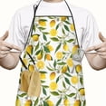 thumbnail image 2 of Yellow Lemon Fruit Flowers White Pattern Apron-Garden Aprons for Women with Pockets-Cotton Linen Waterproof Kitchen Cooking Gardening Aprons Adjustable for Kitchen,Cooking,BBQ and Salon 33x27 Inch, 2 of 5