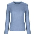 thumbnail image 4 of VSSSJ Women Ribbed Long Sleeve Crew Neck Classic Versatile Sweaters Casual Solid Color Slim Fit Basic Knit Pullover Sweater Tops Blue XL, 4 of 8