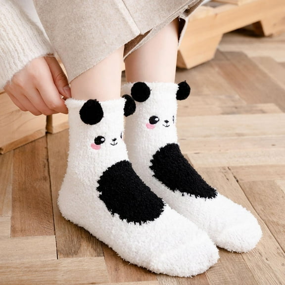 Byworldtasic Funny Fuzzy Silly Socks for Women Christmas Novelty Soft Fluffy Cozy Sleep Crazy Slipper Animal Sock Gift