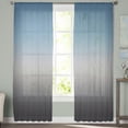 thumbnail image 2 of Gradient Blue Grey Abstract Art Semi Sheer Curtains 108 Inch Length 2 Panels Set, Sheer Kitchen Curtain Privacy Voile Window Curtain for Living Room Bedroom Rod Pocket Drapes, 2 of 7