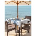 thumbnail image 2 of Outdoor Tablecloth with Umbrella Hole and Zipper, Blue Christmas Poinsettia Square Table Cloth 54x54 Inch Waterproof Tablecloth, Xmas Botanical Balls Snowflake Picnic Table Cover for Patio Camping, 2 of 7