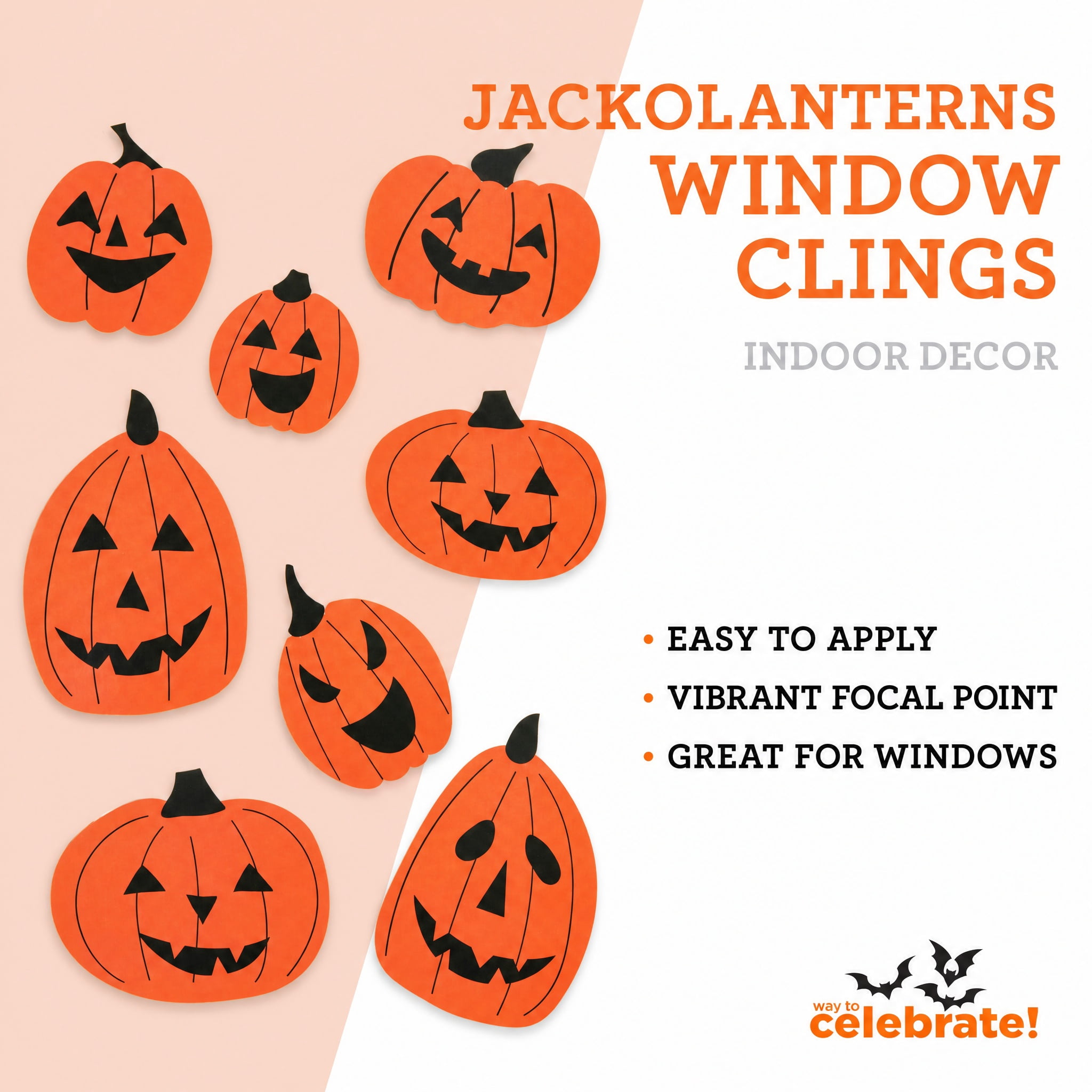 Jack-o'-Lanterns Window Clings, Multicolor, 11.75" x 17", Halloween by Way To Celebrate
