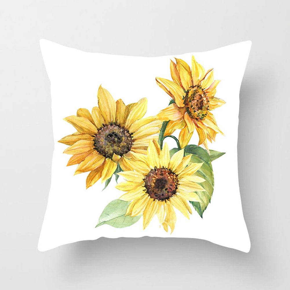 DecorX Set of 2 Farmhouse Sunflower Pillow Covers –18x18 Inch 
