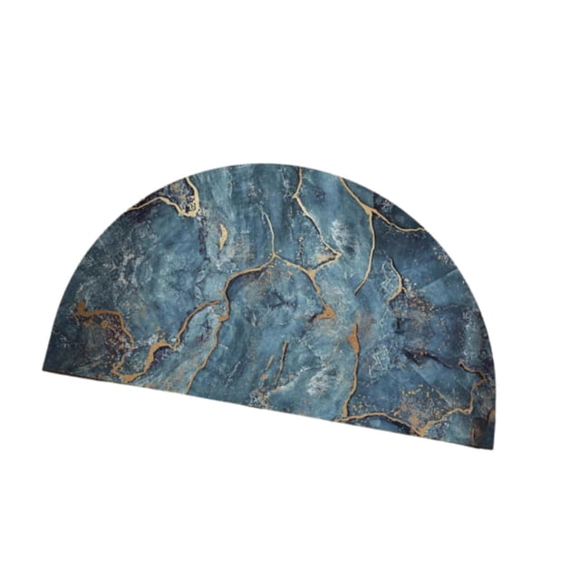 Alfombra de baño semicircular, felpudo de medio círculo, lavable, de secado rápido, alfombra de baño, alfombra de baño antideslizante para suelo de ba Azul