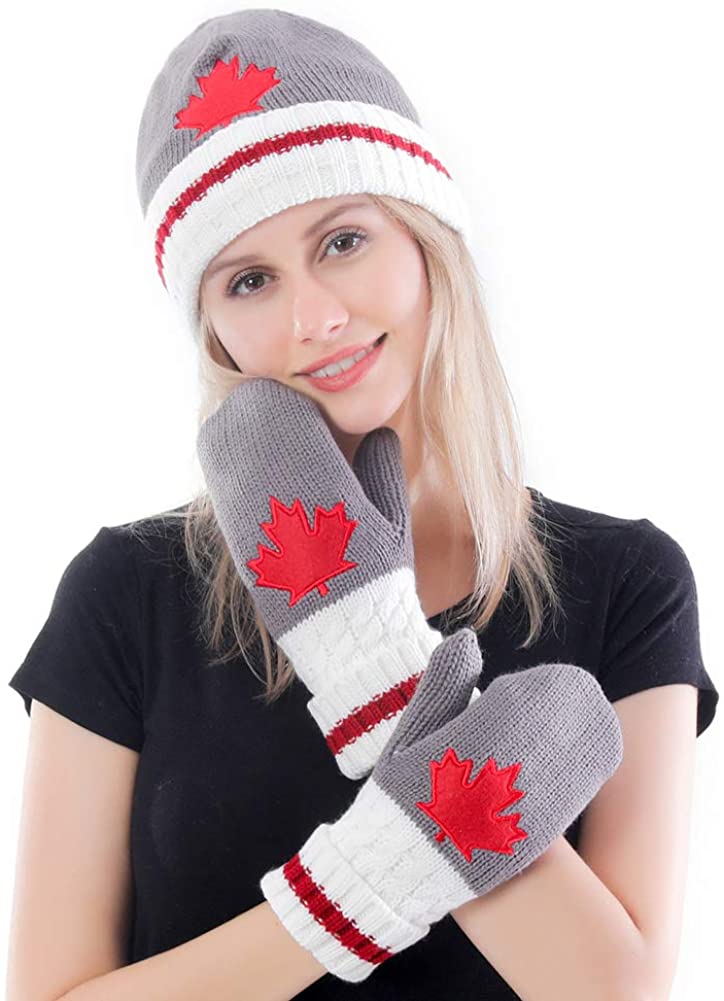 Winter Beanie Hat Mittens 