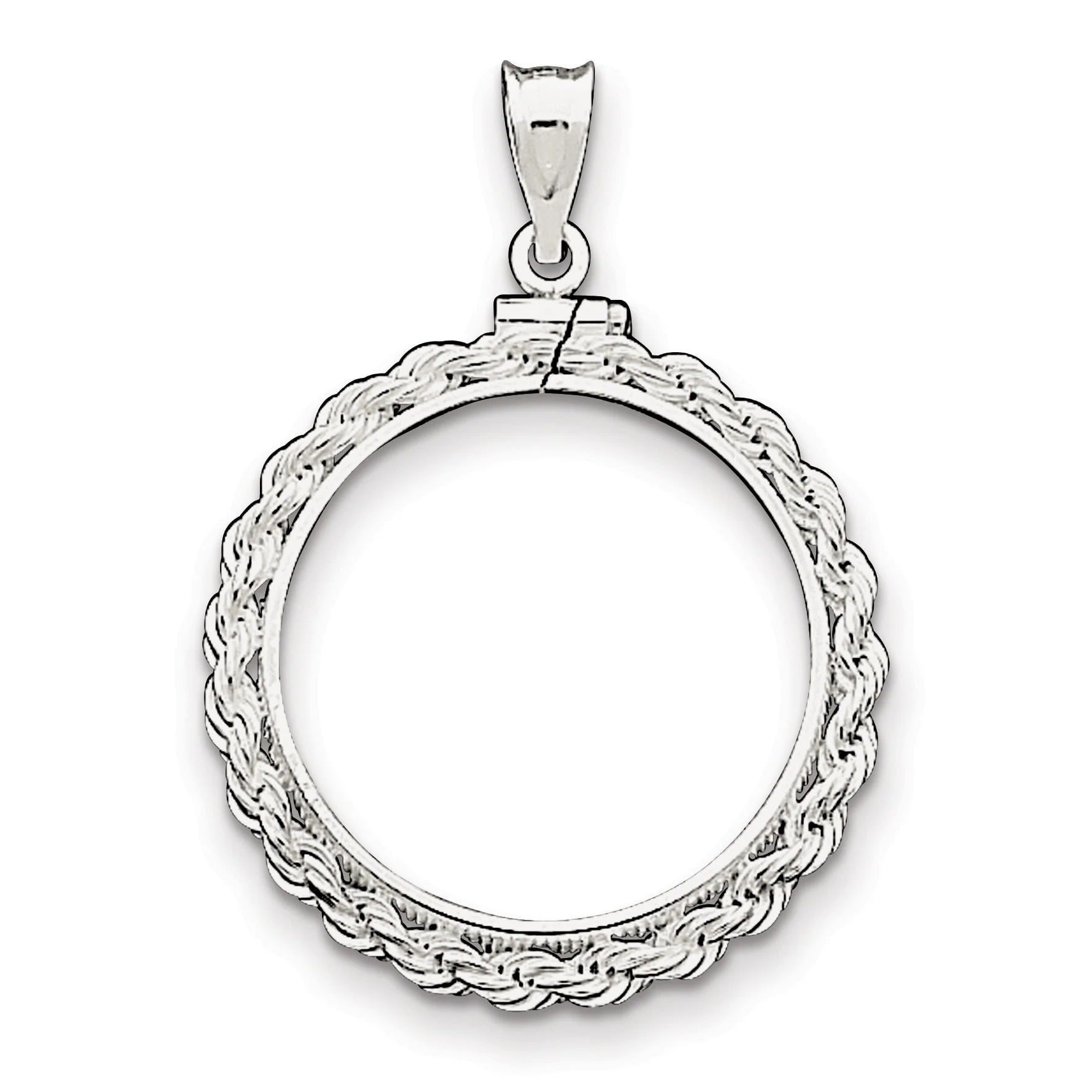 Wideband Distinguished Coin Jewelry Sterling Silver Polished Rope 26.4 x 1.8mm Susan B. Anthony Screw Top Coin Bezel Pendant
