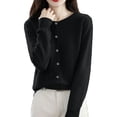 thumbnail image 5 of Stichou Womens Cardigans Lightweight Crewneck Long Sleeve 2026 Button Down Sweaters Soft Basic Ribbed Knit Tops Black XL, 5 of 6