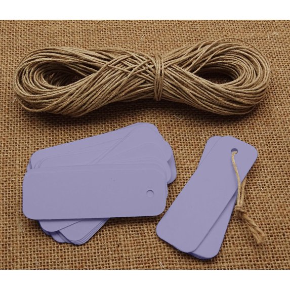 100 Pcs Rectangular Shape Blank Tags Bonbonniere Wedding Favor Hang Tag with Free Natural Jute Twine - Colours Available