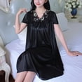 thumbnail image 3 of Bixock Women Pajamas Dress,Nightgowns for Women Summer V-Neck Casual Solid Short Sleeve Sleepshirts Dress, 3 of 4