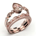 thumbnail image 3 of Dazzling Boho & hippiepie 2.25 Carat Pear Cut Morganite And Diamond Moissanite Engagement Ring, Wedding Ring, Two Matching Band in 925 Sterling Silver With 18k Rose Gold Plating, Birthday Gift, 3 of 4