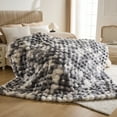 thumbnail image 2 of GEMBED Faux Fur Throw Blanket for Couch Fuzzy Soft Plush Thick Bubble Blanket for Living Room, 50x60 inches, Tie Dye Gray, 2 of 6