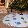 thumbnail image 6 of Rocae Sea Turtle Whale for Christmas Tree Skirt with Pom Pom Trim for Holiday Party for Holiday Home Decor Indoor Outdoor-36", 6 of 7