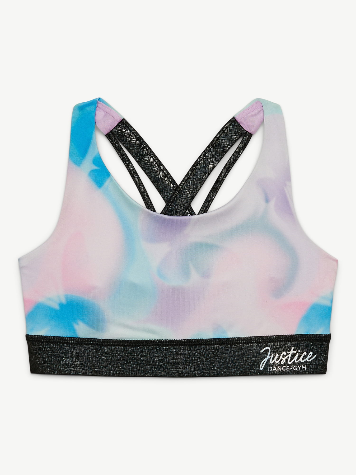 Justice Strappy Back Sports Bra for Girls with Butterfly Print, Sizes XS-XL