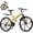 Yellow, variant on SUNCROWN 26 Inch Folding Mountain Bike, 21 Speed Full Suspension High-Carbon Steel MTB Foldable Bicycle, Dual Disc Brake Non-Slip Folding Bikes for Adults/Men/Women