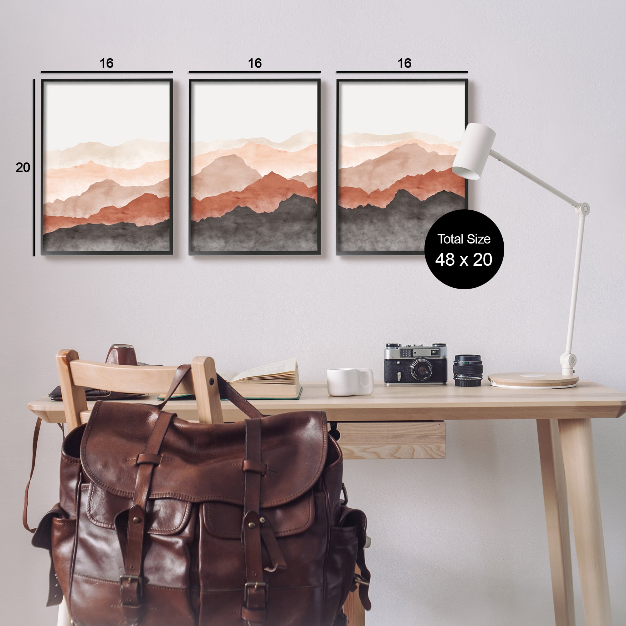 Stupell Southwestern Crags Mountain Peaks Landscape Painting Black Framed Art Print Wall Art, Set of 3
