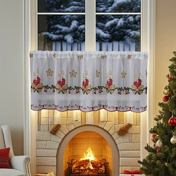 Économies des Fêtes! srobpty Décoration de Noël, Décoration d'Automne Intérieure et Extérieure, Rideau de Noël Occultant Court Rideau de Douche Brodé Rideaux de Café Décoration de Vitrine des Fêtes